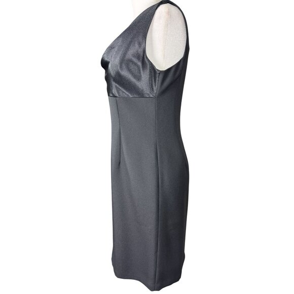 Liz Claiborne Womens Petite Dress Size 6P Black Sleeveless Satin Top Midi Length - Picture 3 of 9